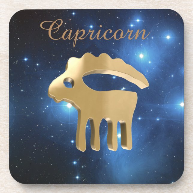 Capricorn golden sign coaster (Front)