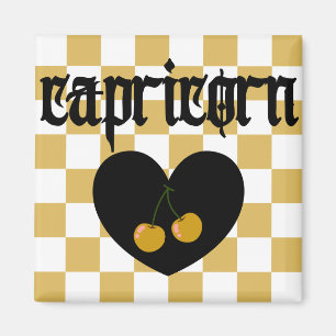 Capricorn Gothic Aesthetic Chequered Cherries Art Magnet