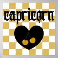 Capricorn Gothic Aesthetic Chequered Cherry Art