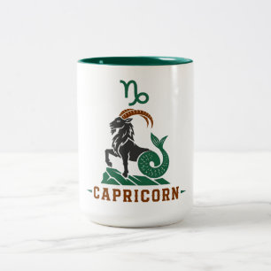 Capricorn Green Sea Goat Zodiac Two-Tone Coffee Mug
