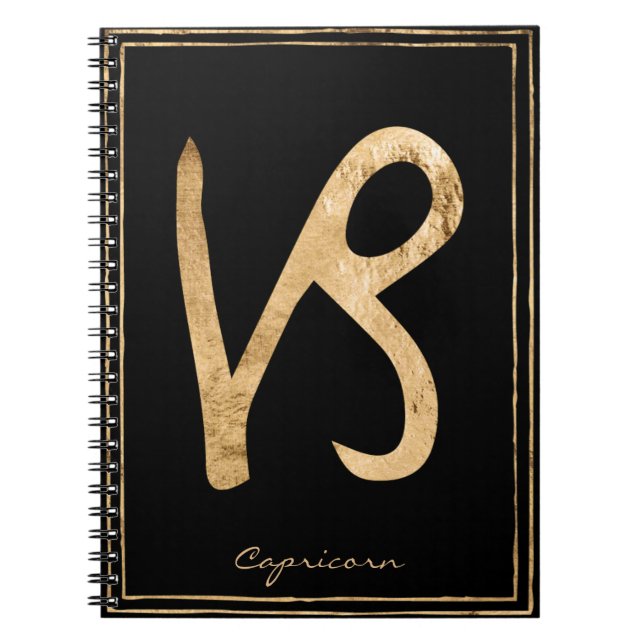 Capricorn hammered gold stylised astrology notebook (Front)