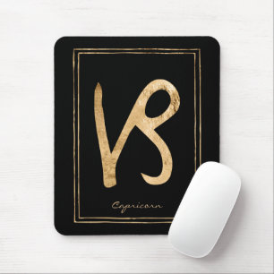 Capricorn hammered gold zodiac astrology mouse pad