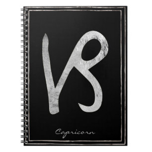 Capricorn hammered silver stylised astrology notebook