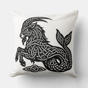 Capricorn — Haunted Ink Zodiac Goat‑Fish Cushion