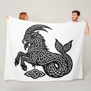 Capricorn — Haunted Ink Zodiac Goat‑Fish Fleece Blanket