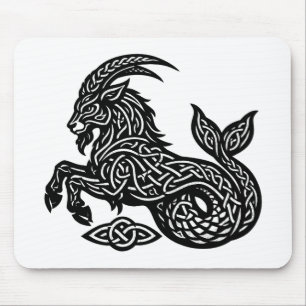 Capricorn — Haunted Ink Zodiac Goat‑Fish Mouse Pad