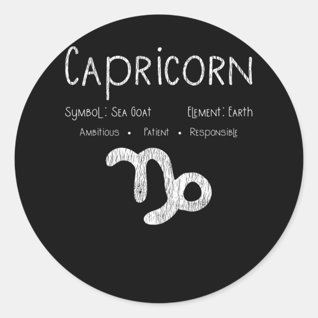 Capricorn Horoscope Astrology Star Sign Birthday Classic Round Sticker (Front)