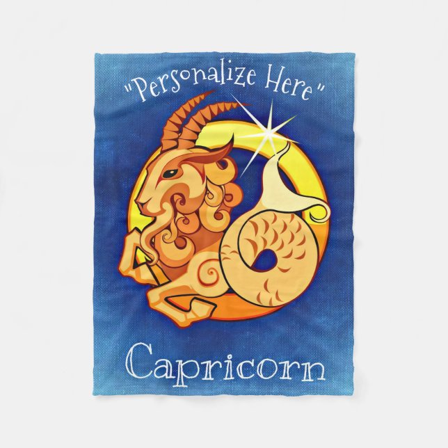 Capricorn Horoscope Design Fleece Blanket (Front)