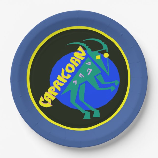 Capricorn Horoscope Sign Zodiac Paper Cups Plate (Front)