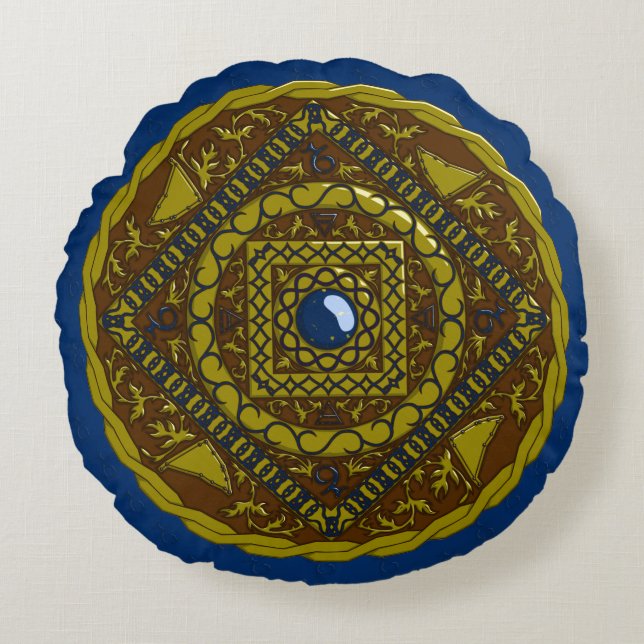 Capricorn Mandala Round Pillow (Front)