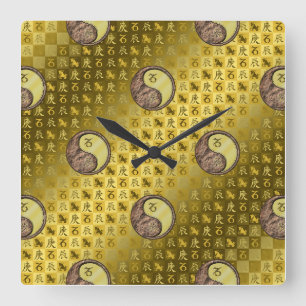 Capricorn & Metal Dragon Square Wall Clock