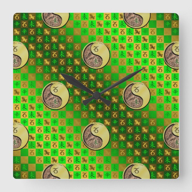 Capricorn & Metal Goat Square Wall Clock (Front)