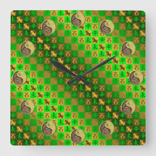 Capricorn & Metal Goat Square Wall Clock
