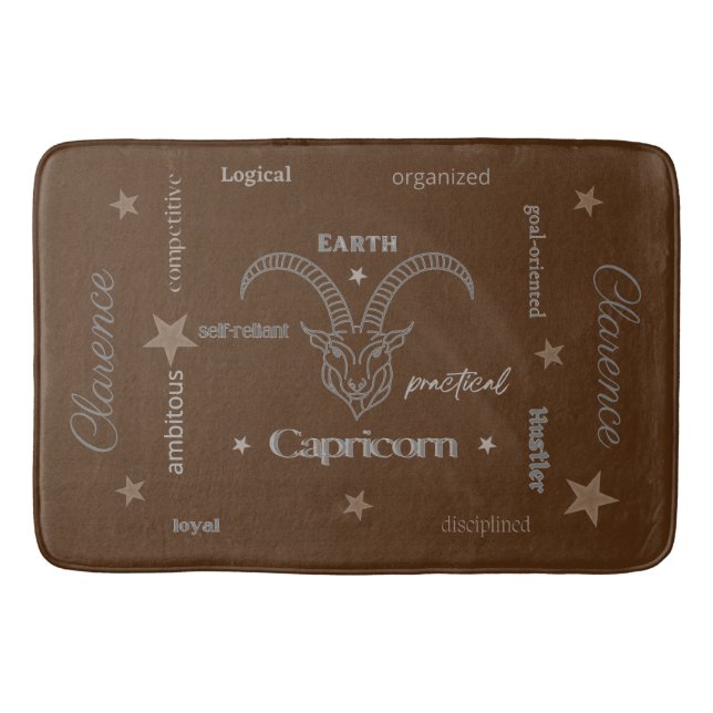 Capricorn Personality Brown Bath Mat (Front)