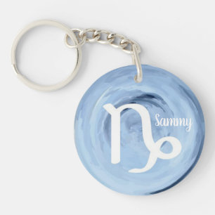 Capricorn Personalized Watercolor Zodiac Sign Key Ring