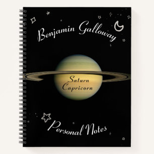 Capricorn Planet Saturn Zodiac Monogram Cosmic  Notebook
