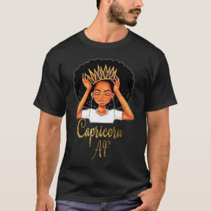 Capricorn Queen AF Zodiac Floral Birthday T-Shirt