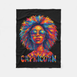 Capricorn Queen Afro Art African American Women Zo Fleece Blanket