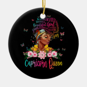 Capricorn Queen Black Women Persistent Beautiful Ceramic Ornament