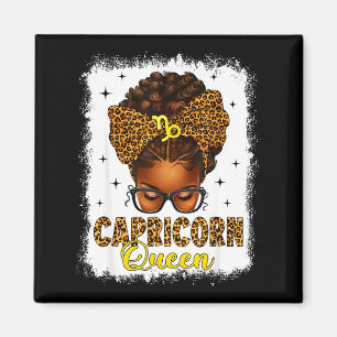 Capricorn queen messy bun leopard bow black women magnet