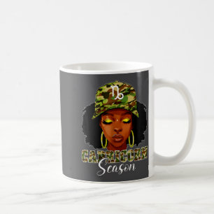Capricorn Season Black Woman With Camo Hat Birthda Coffee Mug