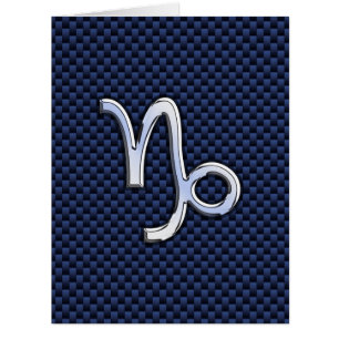 Capricorn Sign Navy Blue Carbon Fibre Style