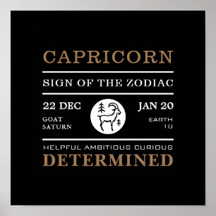 Capricorn Sign of the Zodiac, Astrological Poster