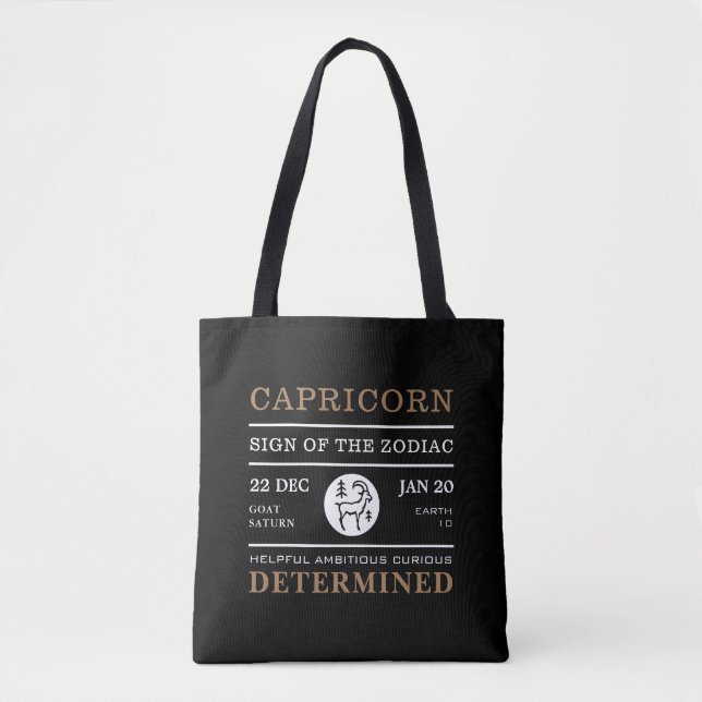 Capricorn Sign of the Zodiac, Astrological Tote Bag (Front)