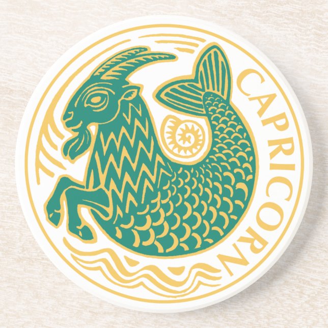 Capricorn Sign of the Zodiac on a Coaster (Front)