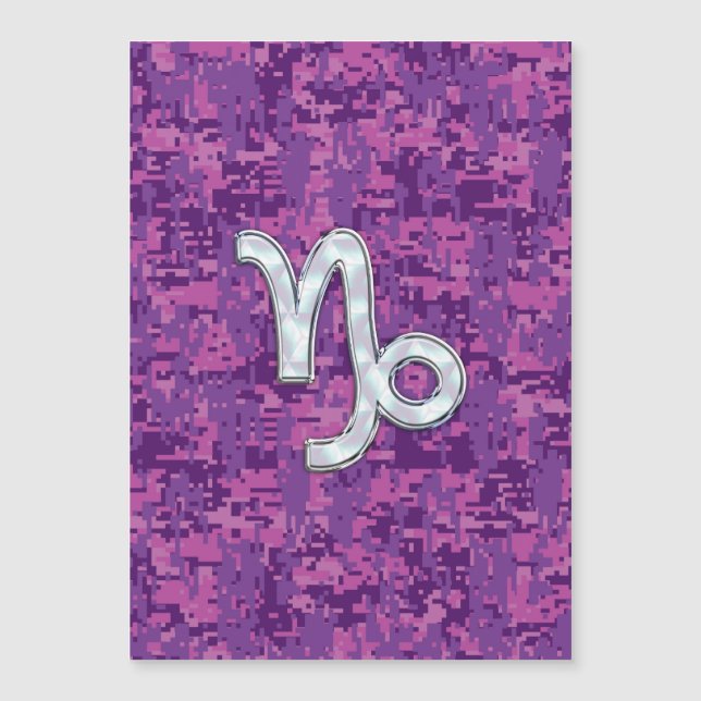 Capricorn Sign on Fuchsia Digital Camouflage (Front)