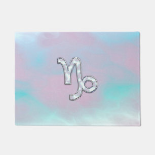 Capricorn Sign on Mother of Pearl Nacre Style Doormat