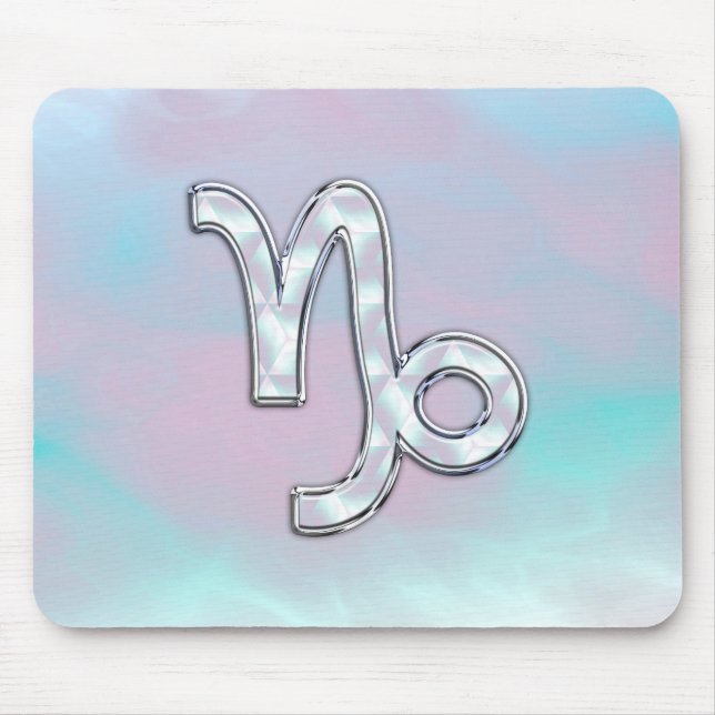 Capricorn Sign on Mother of Pearl Nacre Style Mouse Pad (Front)