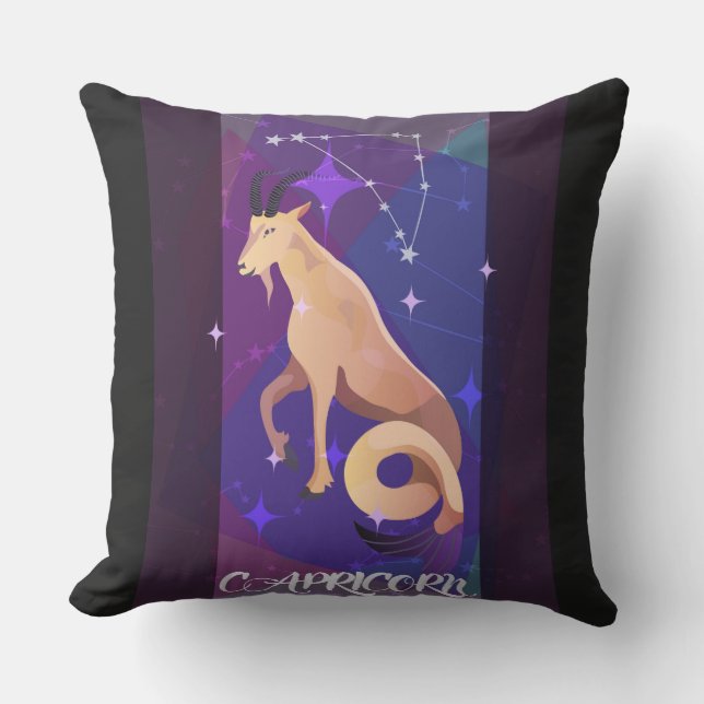 Capricorn Sign Throw Pillow (Front)