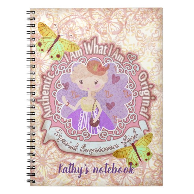Capricorn signs. Personalised. notebook (Front)