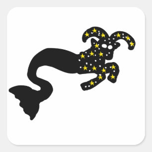 Capricorn Space Sea Goat Square Sticker