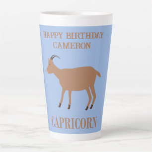 Capricorn Star Sign Goat Custom Name Birthday Latte Mug