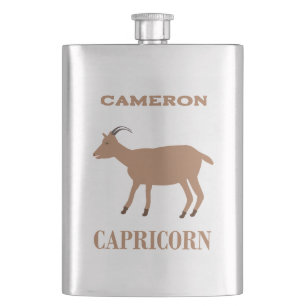 Capricorn Star Sign Goat Custom Name Hip Flask