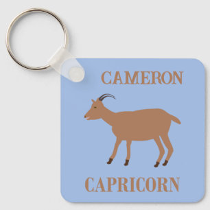 Capricorn Star Sign Goat Custom name Key Ring