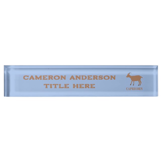 Capricorn Star Sign Goat Custom Name Nameplate (Front)