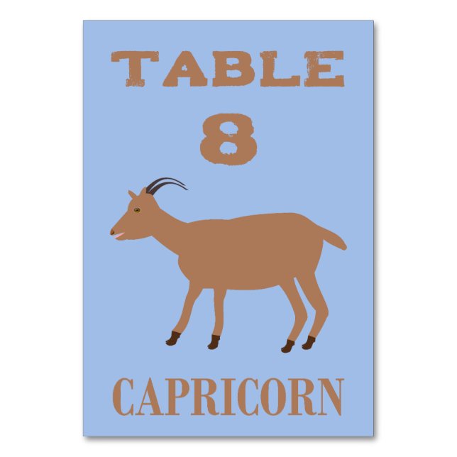 Capricorn Star Sign Goat Custom Table Number (Front)