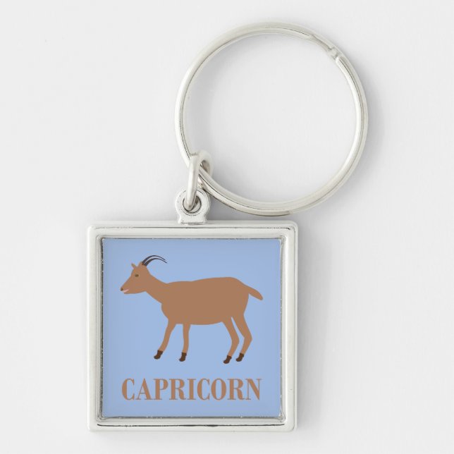 Capricorn Star Sign Goat Key Ring (Front)