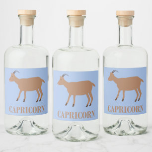 Capricorn Star Sign Goat Liquor Bottle Label