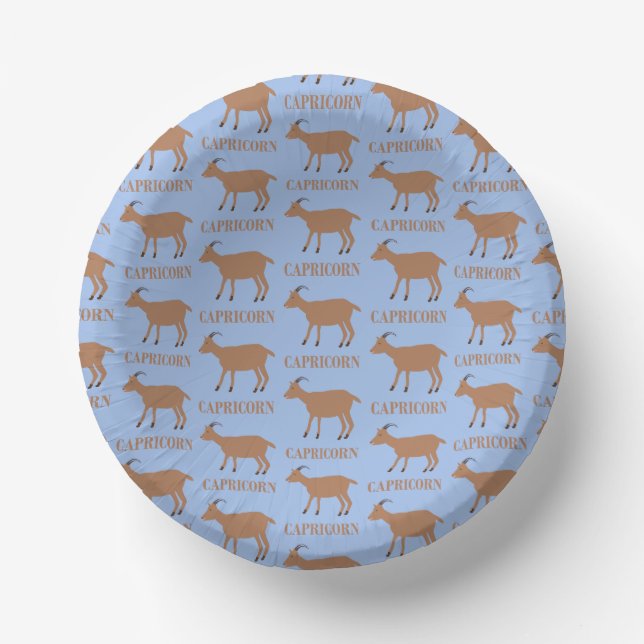 Capricorn Star Sign Goat Patterned Paper Plate (Front)