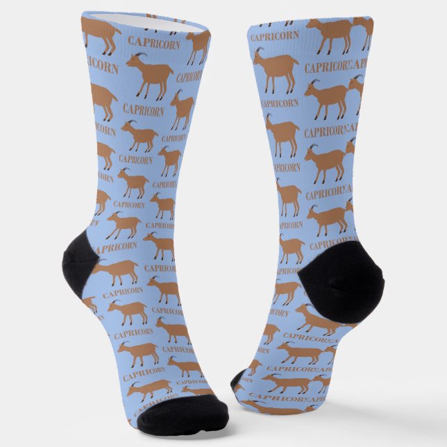 Capricorn Star Sign Goat Patterned Socks (Angled)