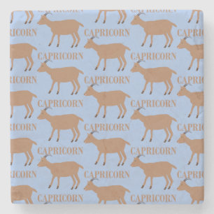 Capricorn Star Sign Goat Patterned Stone Coaster