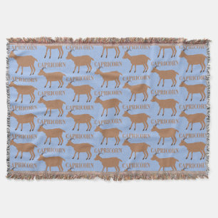Capricorn Star Sign Goat Throw Blanket
