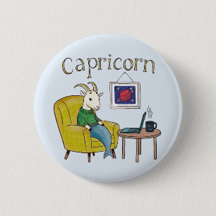 Capricorn star sign Sea Goat zodiac star 6 Cm Round Badge