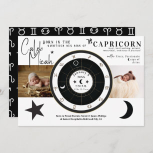 Capricorn Sun & Moon Sign Birth Announcement