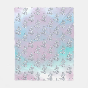 Capricorn Symbol on Mother of Pearl Nacre Decor Fleece Blanket