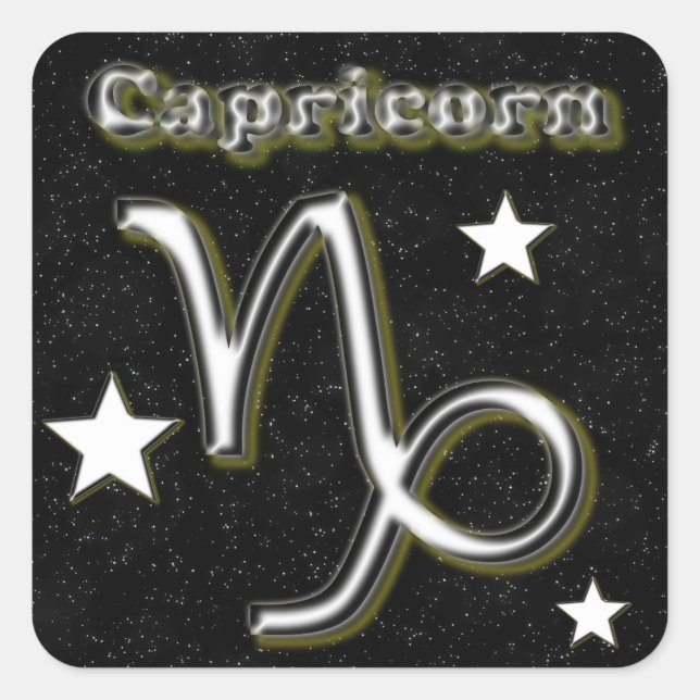 Capricorn symbol square sticker (Front)